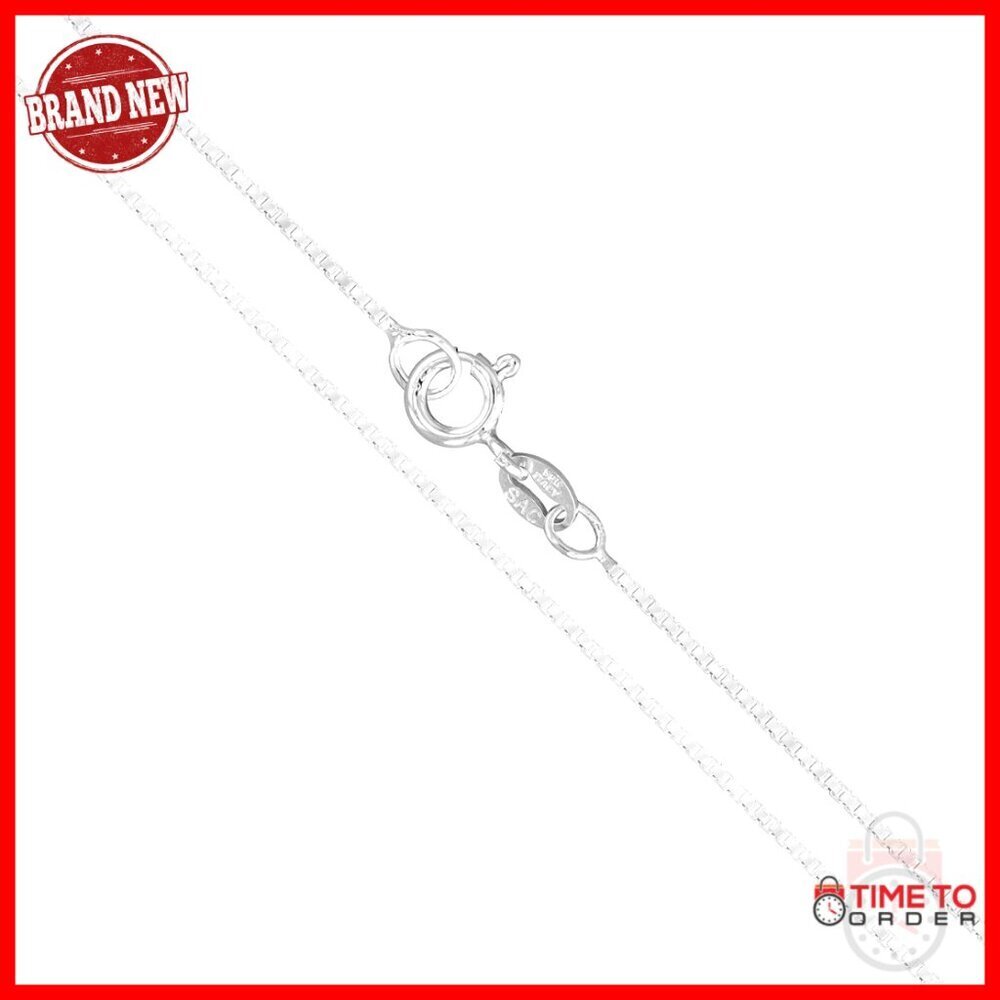Sterling Silver 1mm Box Chain Necklace 18 Inch Spring Ring Clasp